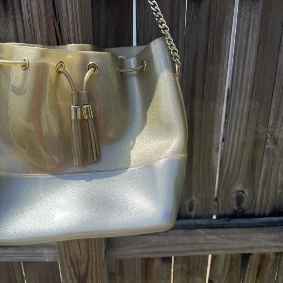 KARTELL Grace K Purse Made in Italy Plastic Gold Straps Bucket